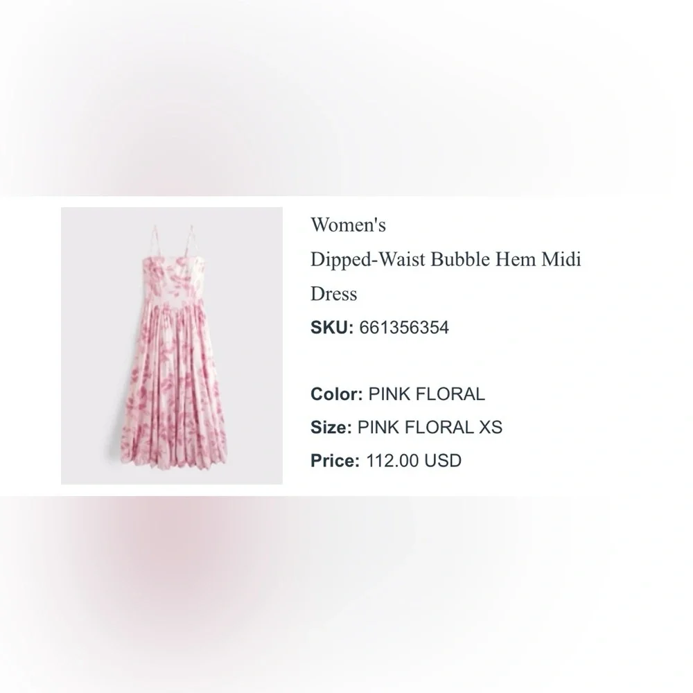 XS Abercrombie Dipped- Waist Bubble Hem Midi Dress - Picture 5 of 6